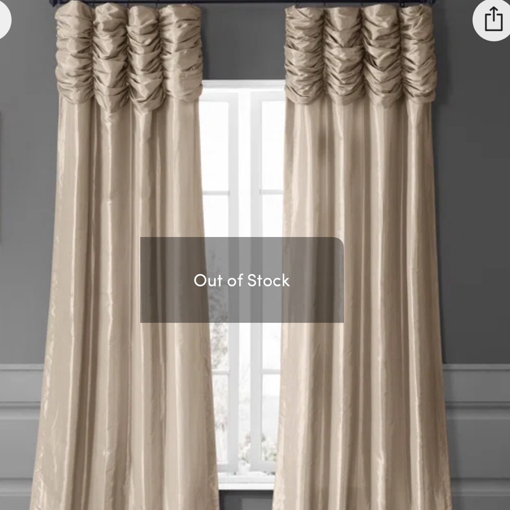 Ryker Ruched Solid Faux Silk Curtains